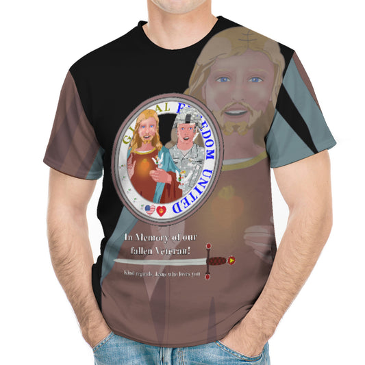 Men´s T-shirt Black Global Freedom United© Jesus Christ For Fallen Veteran Afro American Soldiers V1.1