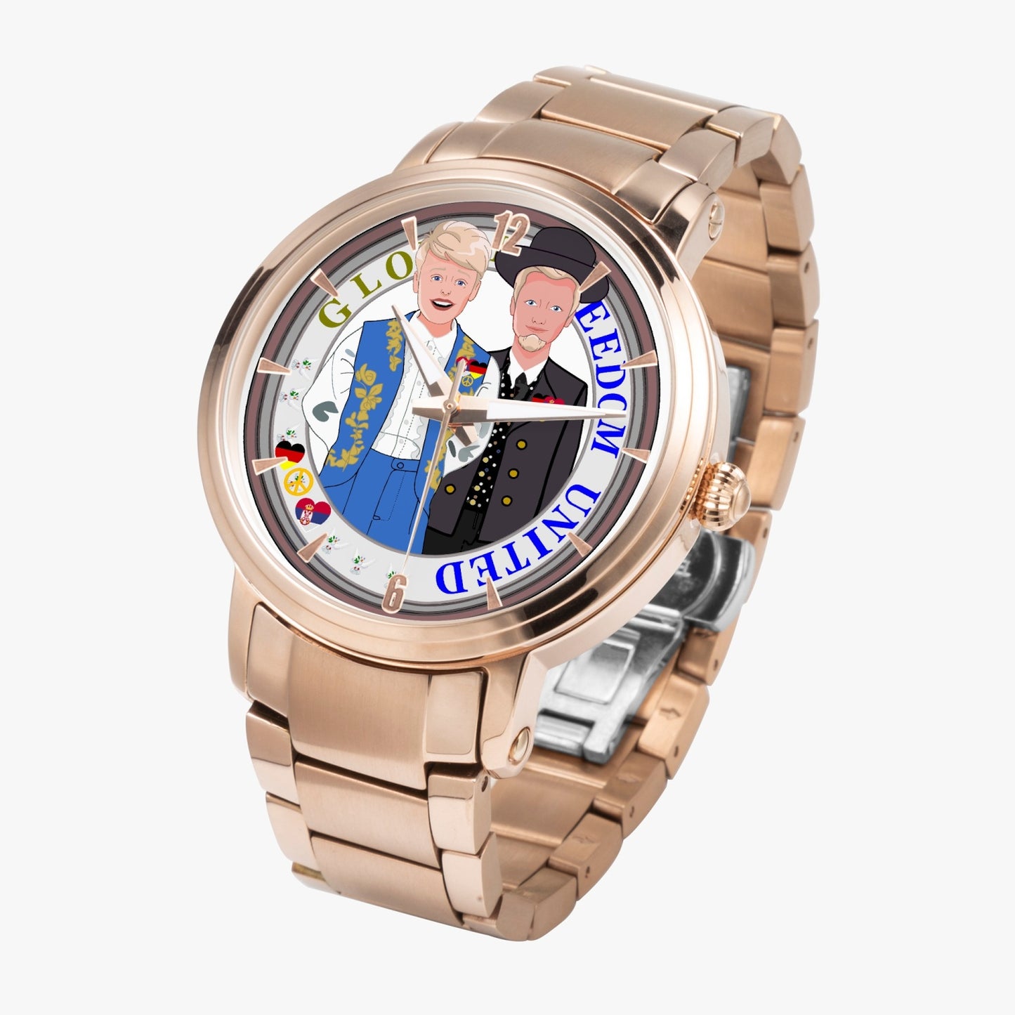 GLOBAL FREEDOM UNITED© New Steel Strap Automatic Watch (With Indicators) Men Serbia & Germany