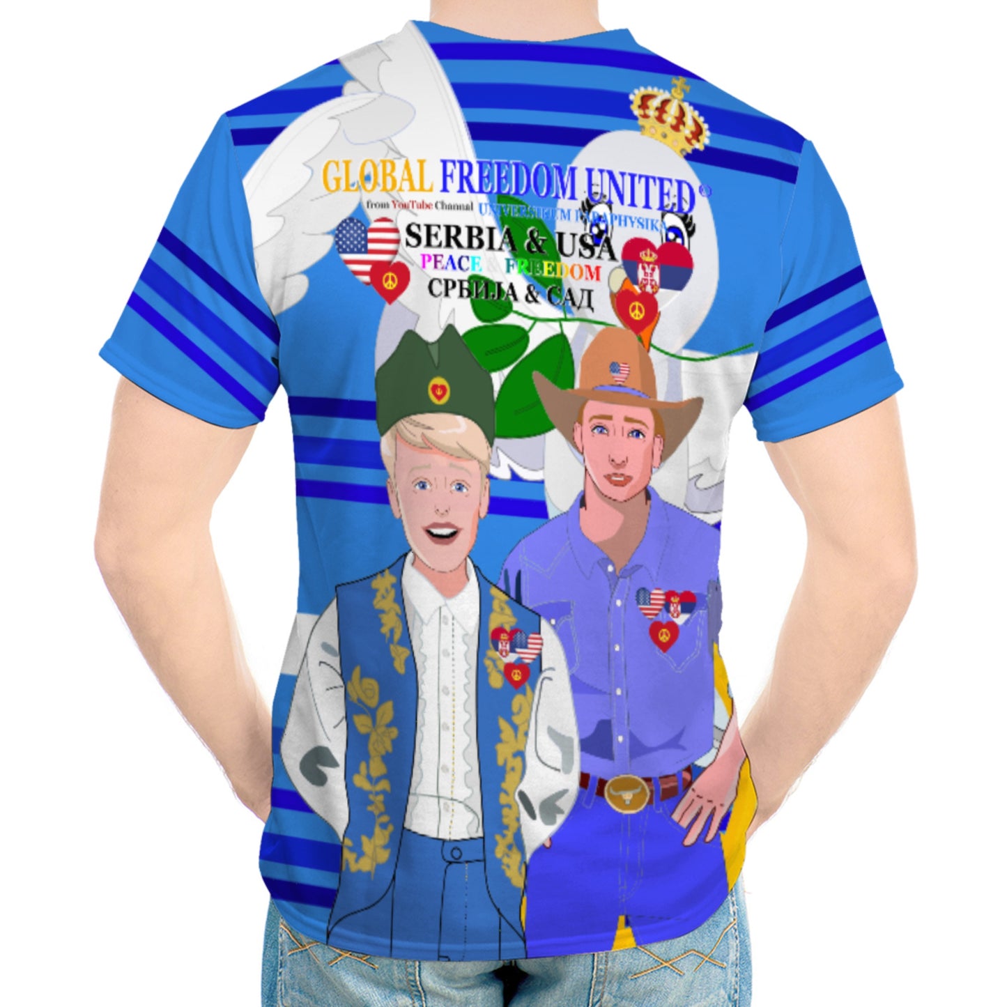 Men´s T-shirt 3 GLOBAL FREEDOM UNITED© Men Serbia & USA Deep Blue
