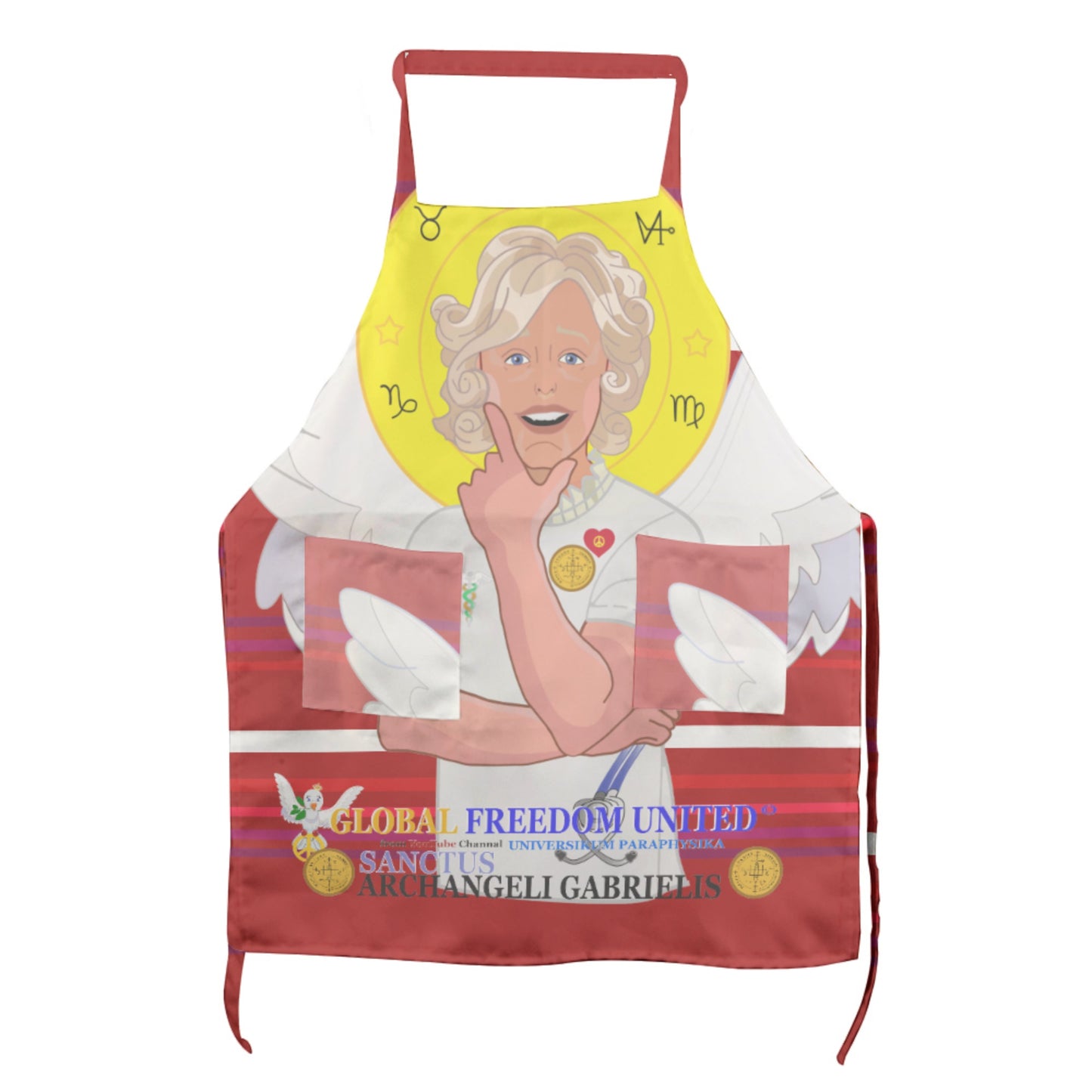 Apron GLOBAL FREEDOM UNITED© Archangel Gabriel Latin Red