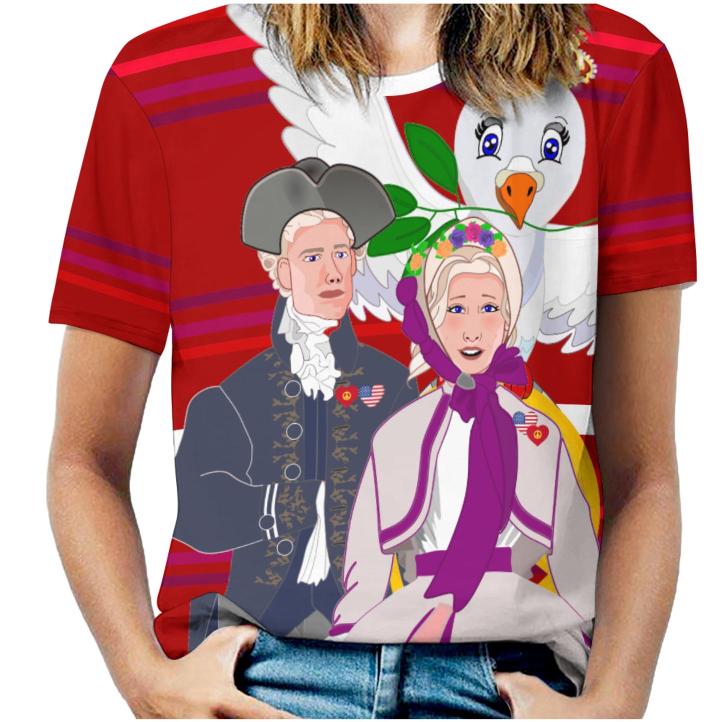 Women´s T-shirt GLOBAL FREEDOM UNITED© Couple USA V3 Red