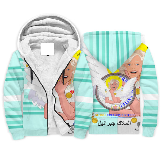 Plush Hoodie GLOBAL FREEDOM UNITED© Archangel Gabriel Arabic Light Green