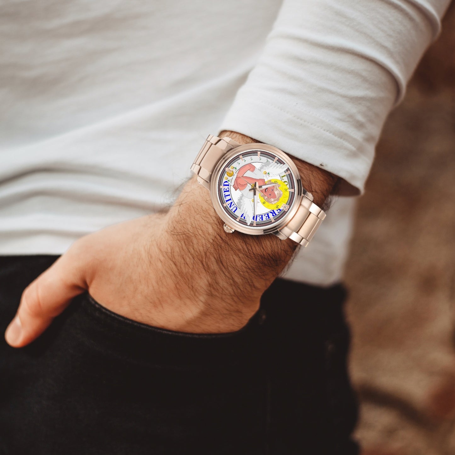 New Steel Strap Automatic Watch (With Indicators) GLOBAL FREEDOM UNITED© ARCHANGEL GABRIEL