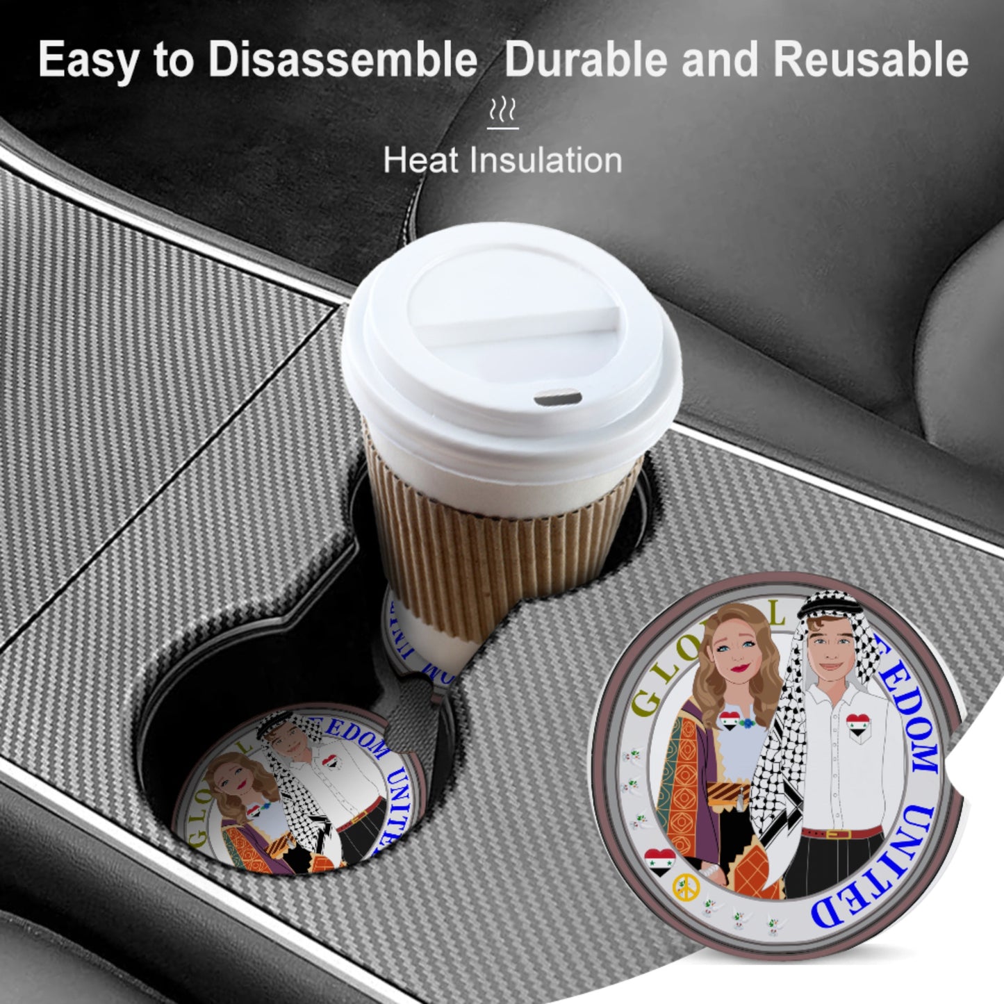 Ceramic Car Coaster GLOBAL FREEDOM UNITED© Couple Syria