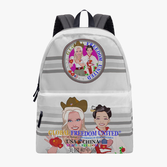 GLOBAL FREEDOM UNITED©   WOMEN CHINA & USA GREY All-over-print Canvas Backpack