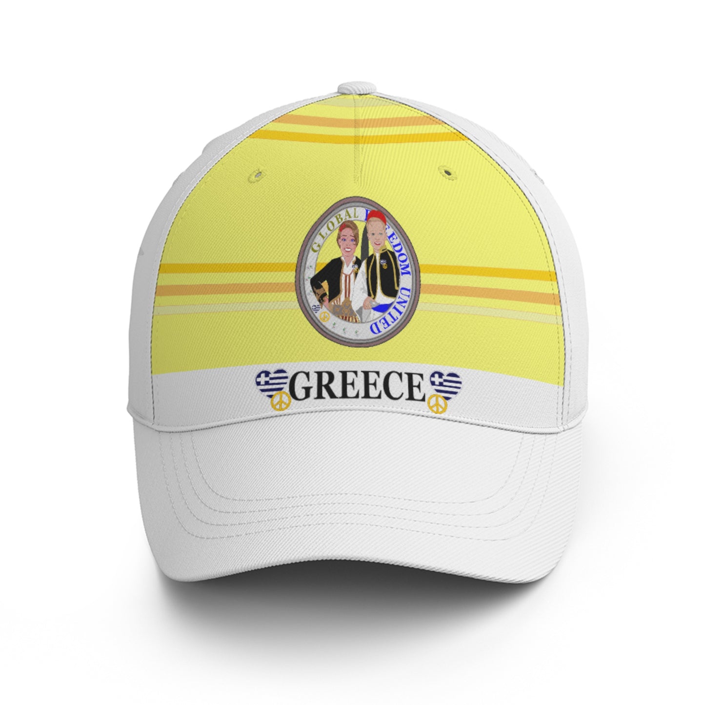 Basketball Cap GLOBAL FREEDOM UNITED© Couple Greece Yellow