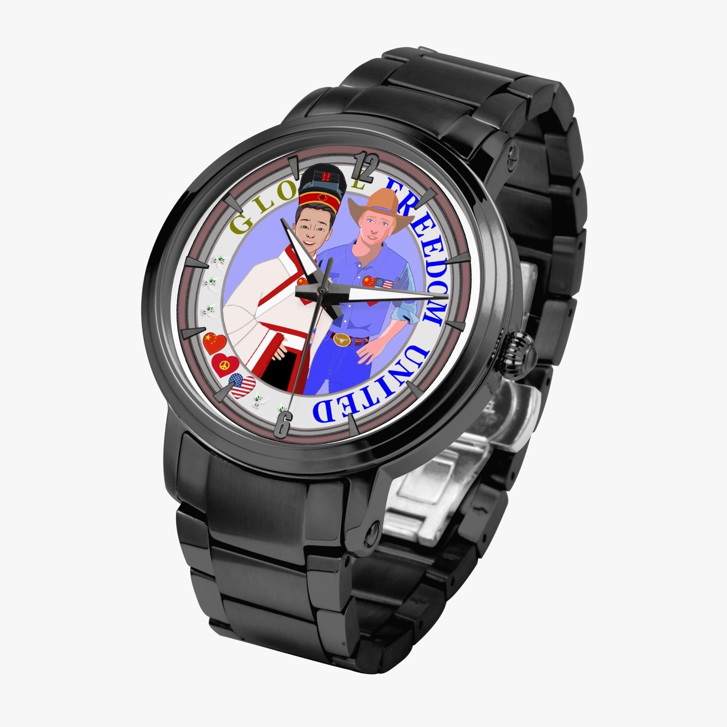 GLOBAL FREEDOM UNITED© New Steel Strap Automatic Watch (With Indicators) Men China & USA