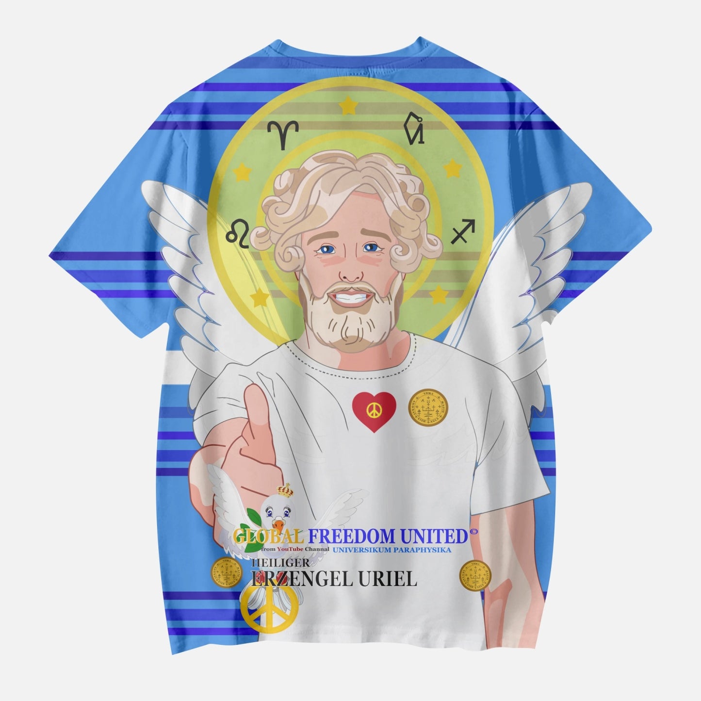 AOP Kids' Short T-Shirts GLOBAL FREEDOM UNITED ARCHANGEL URIEL GERMAN DEEP BLUE
