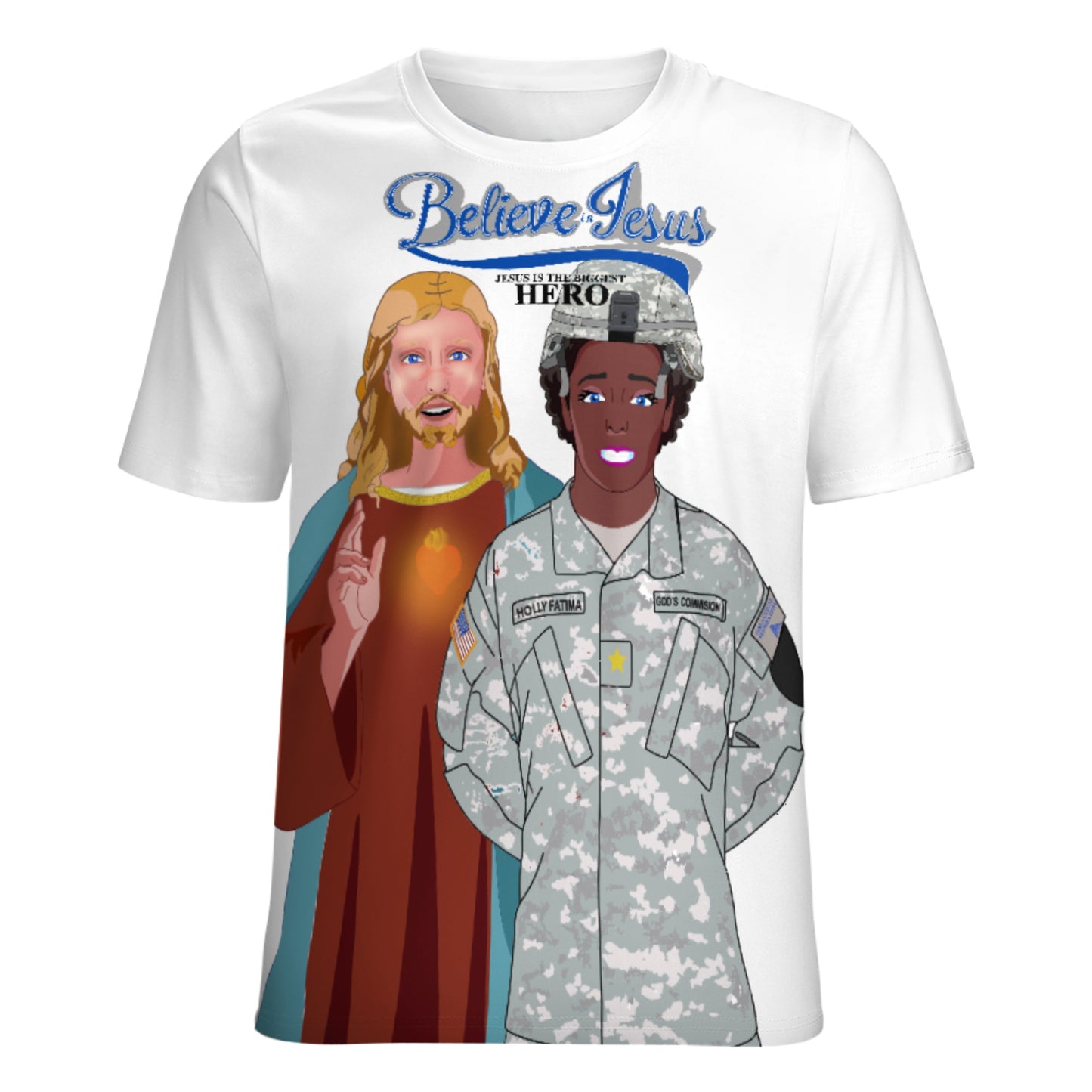 Women´s Wight T-Shirt GLOBAL FREEDOM UNITED© Jesus Christ For US American Hero Afro American Soldiers V2
