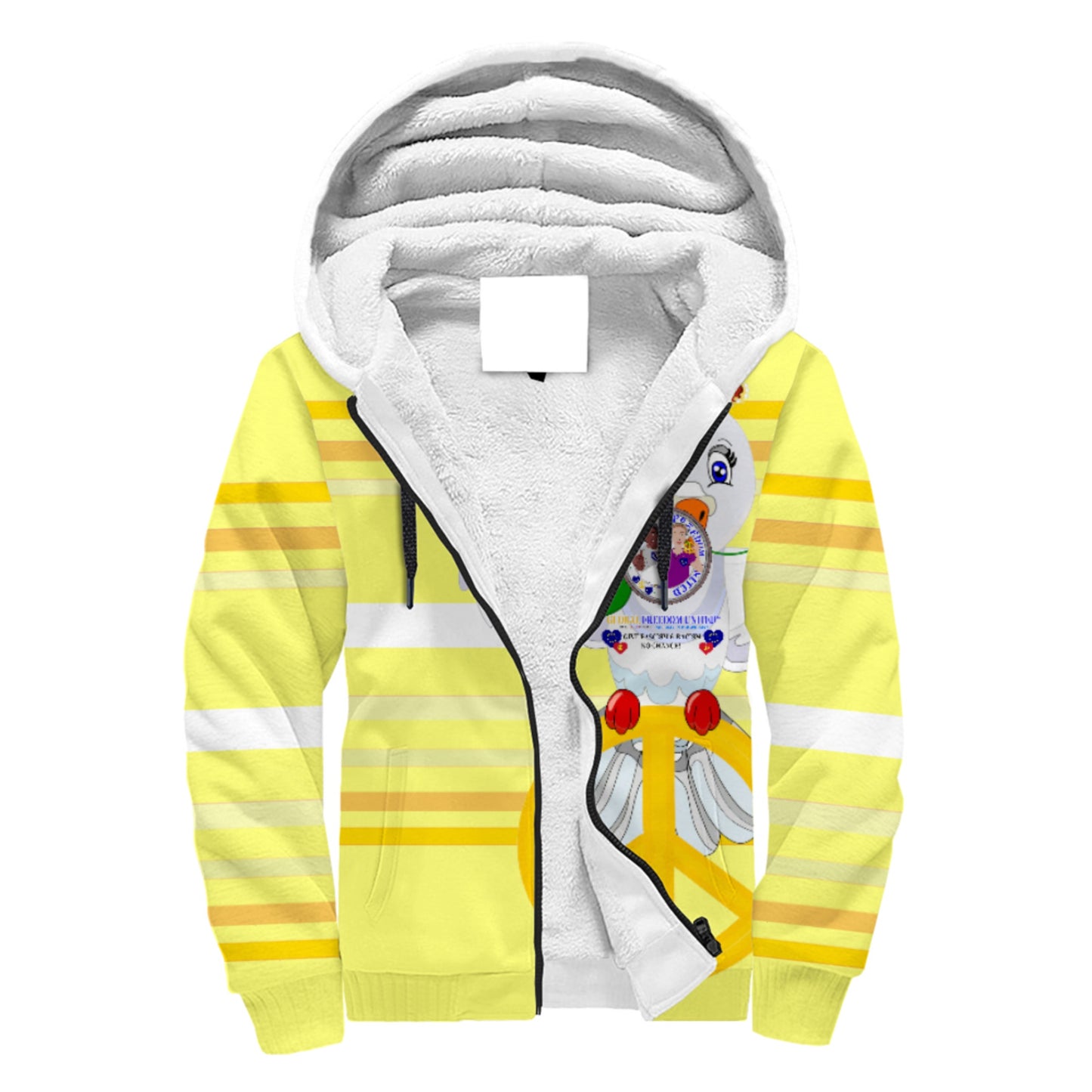 Plush Hoodie GLOBAL FREEDOM UNITED© Men Anti Racism & Fascism Yellow