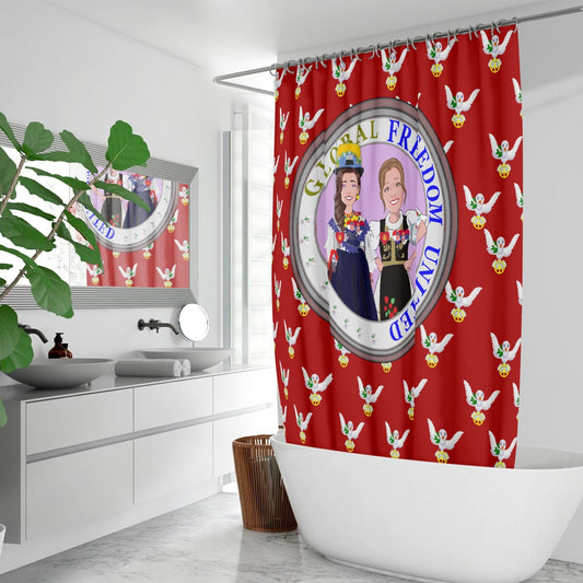GLOBAL FREEDOM UNITED© Women Croatia & Serbia RED Quick-drying Shower Curtain
