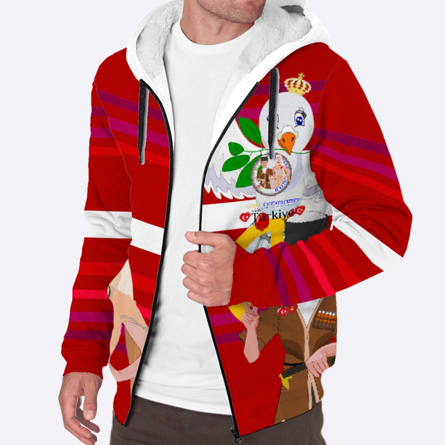 Plush Hoodie GLOBAL FREEDOM UNITED© Couple Turkey Red