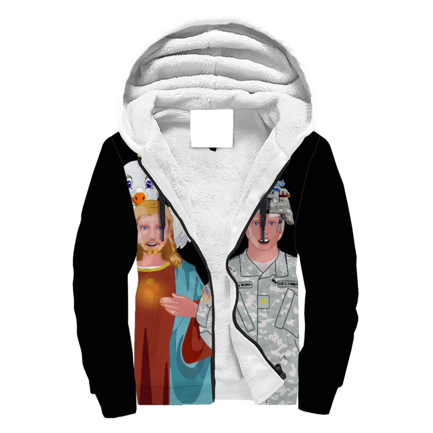 Hoodie Plush Black  GLOBAL FREEDOM UNITED© Jesus Christ For Fallen US American Soldiers