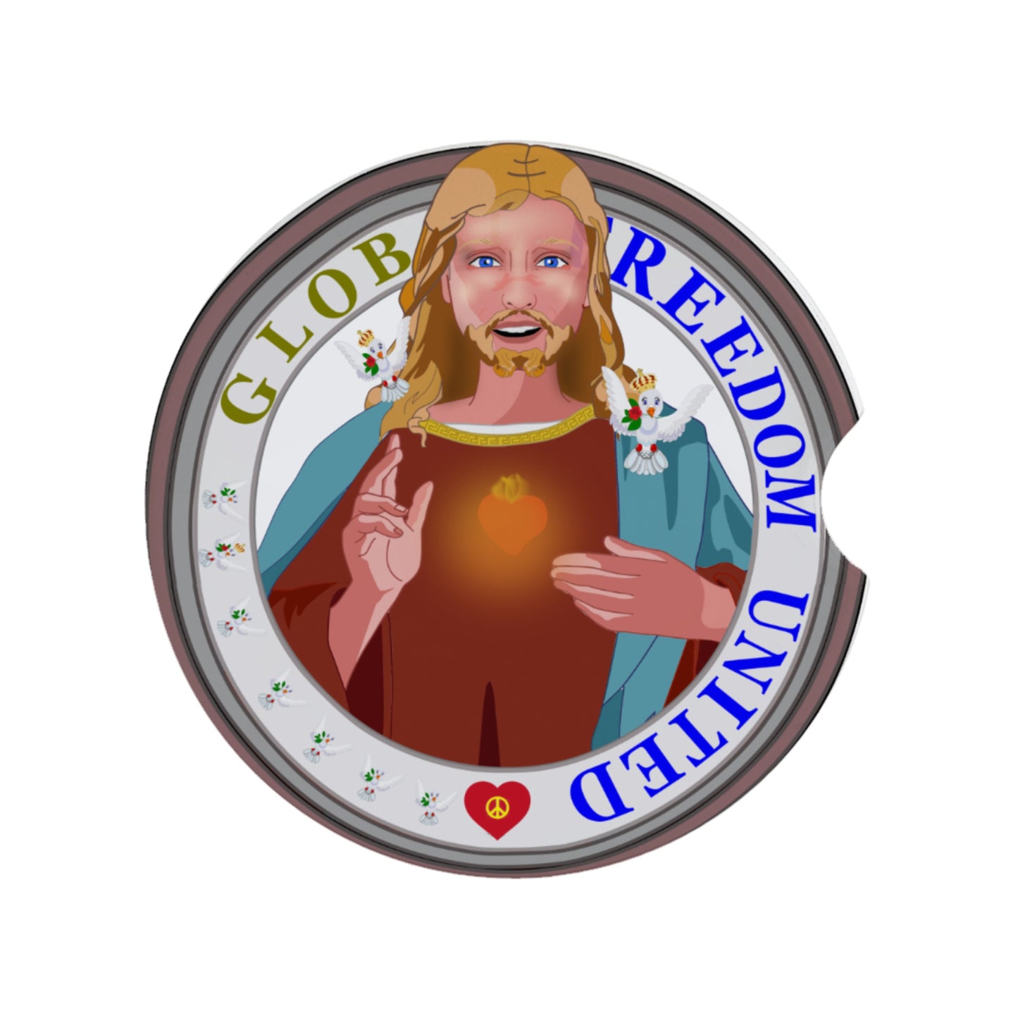 Ceramic Car Coasters GLOBAL FREEDOM UNITED© Jesus Christ
