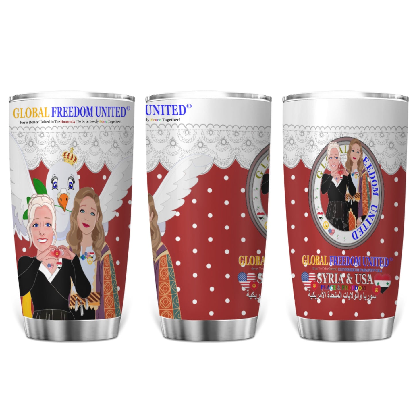 Tumbler GLOBAL FREEDOM UNITED© Women Syria & USA Red