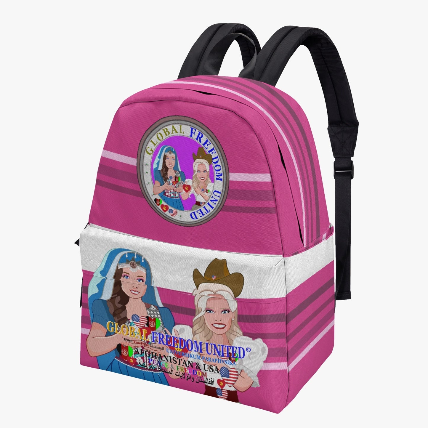 GLOBAL FREEDOM UNITED© Women AFGHANISTAN & USA PINK All-over-print Canvas Backpack
