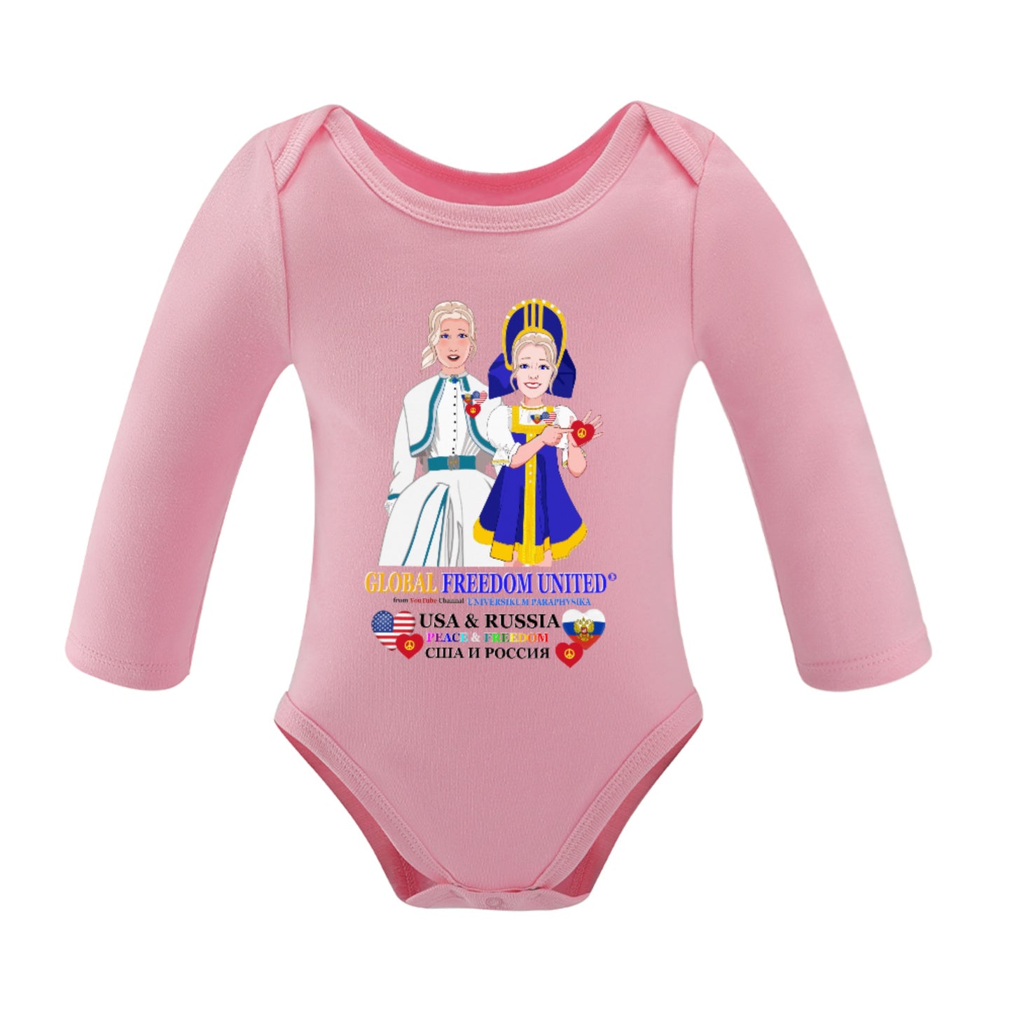 Baby Long-sleeve Bodysuit 2 GLOBAL FREEDOM UNITED© Women Russia & USA