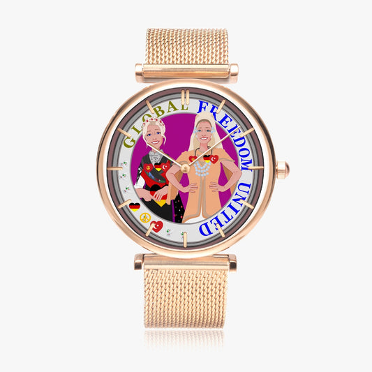 GLOBAL FREEDOM UNITED© New Stylish Ultra-Thin Quartz Watch (With Indicators) Women Turkey & Germany