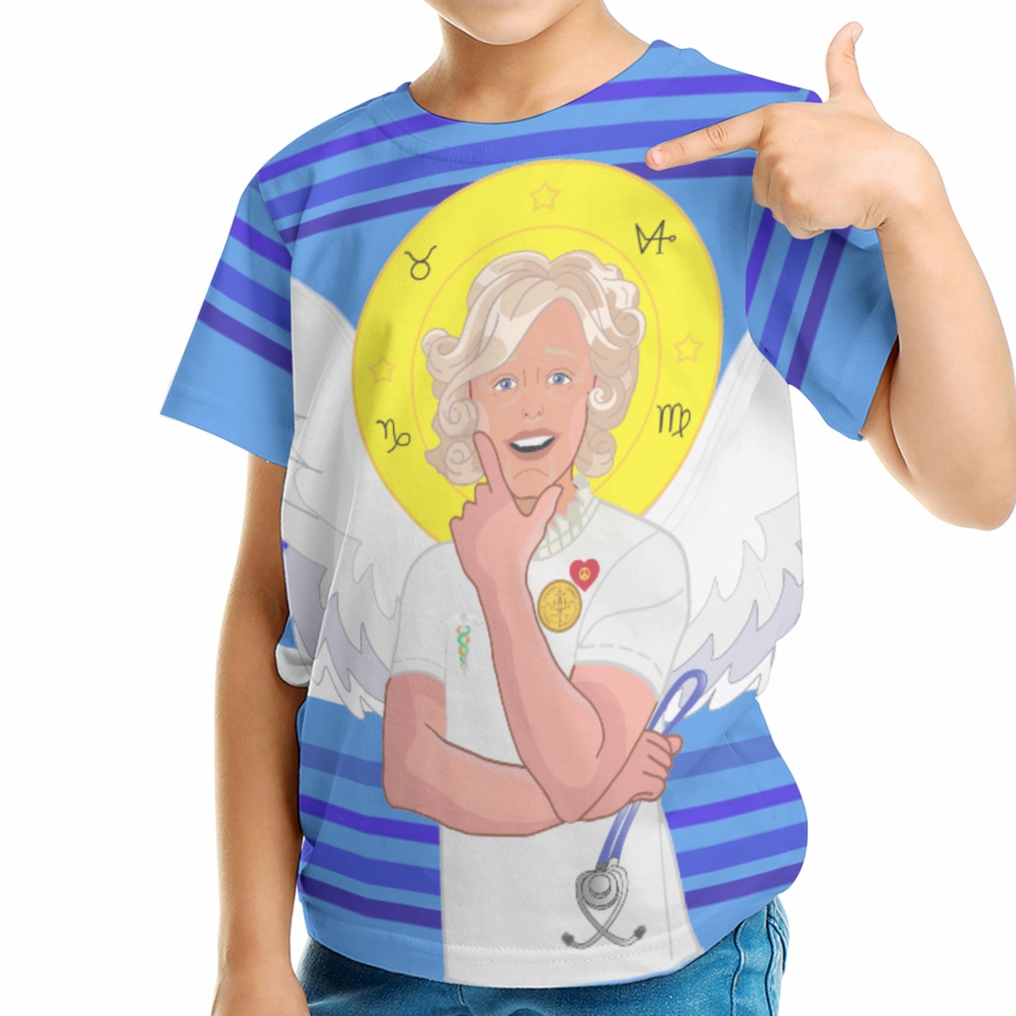 Kits T-shirt GLOBAL FREEDOM UNITED© Archangel Gabriel Arabic Deep Blue