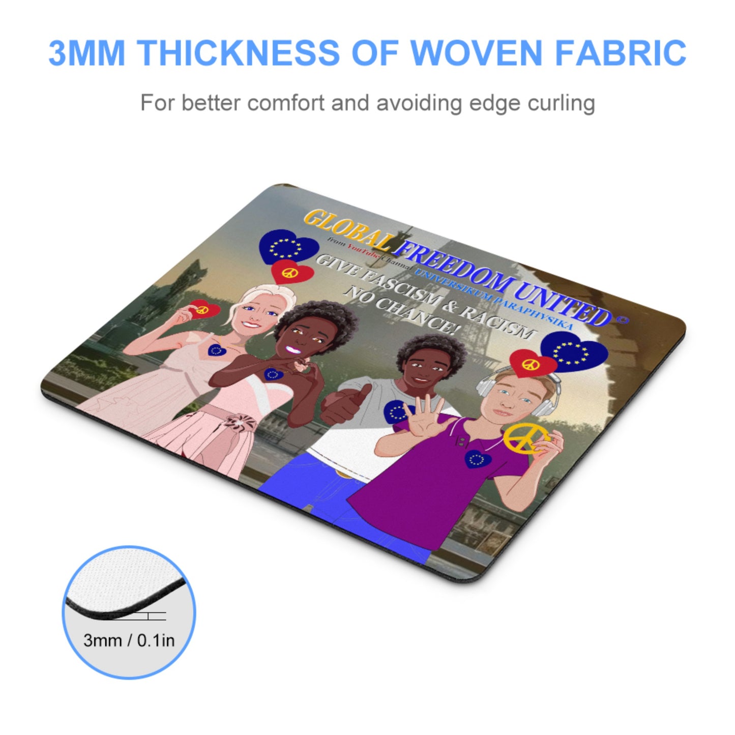 Mouse Pad Global Freedom United© Anti Racism & Fascism