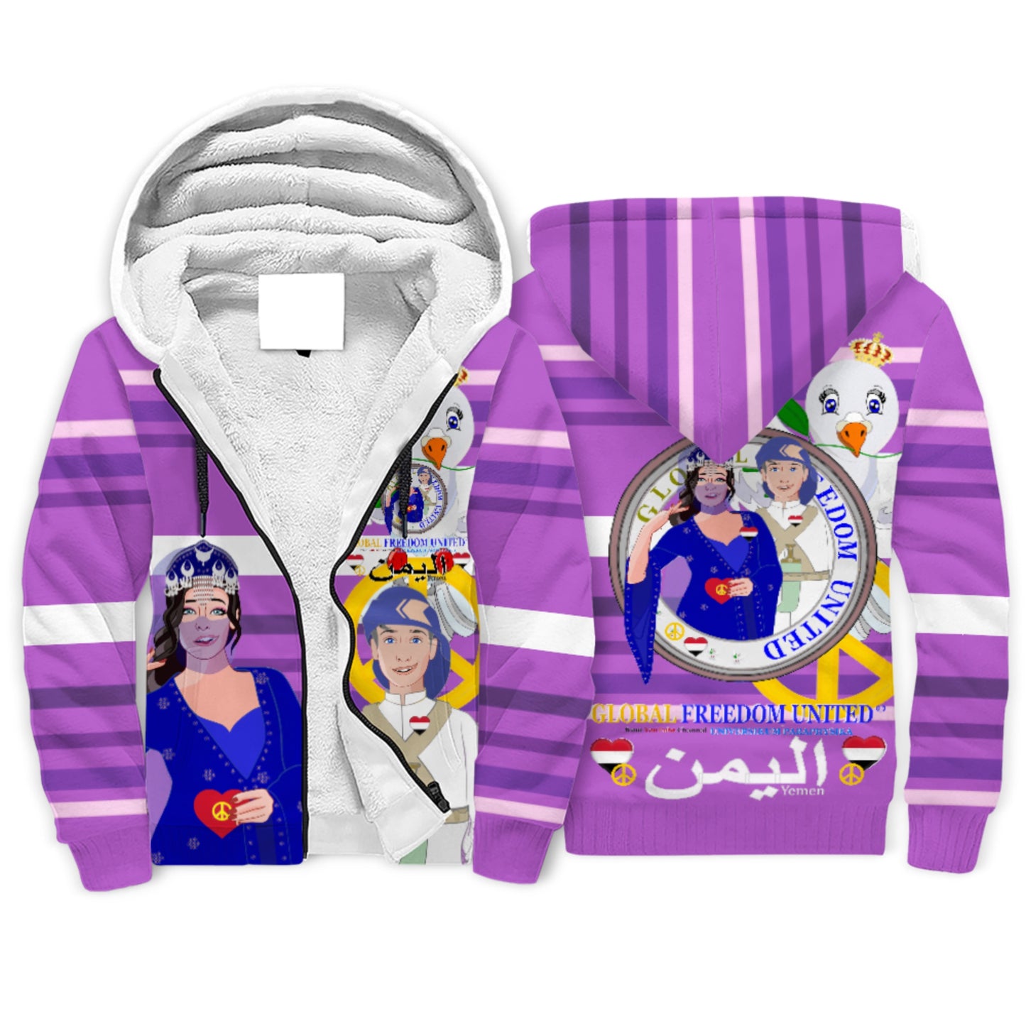 Plush Hoodie GLOBAL FREEDOM UNITED© Couple Yemen Lilac