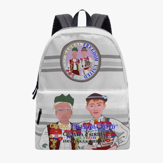 GLOBAL FREEDOM UNITED© Men Croatia & Serbia GREY All-over-print Canvas Backpack