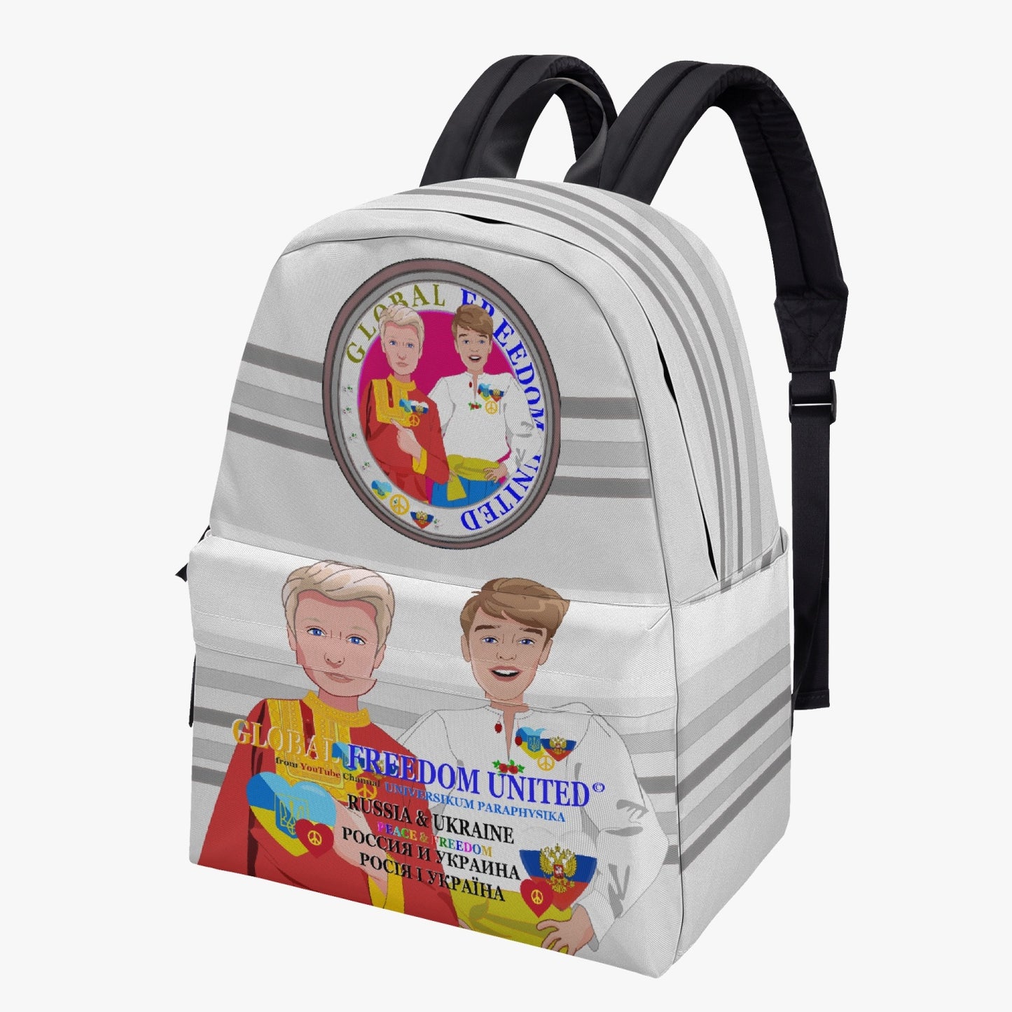 GLOBAL FREEDOM UNITED MEN UKRAINE & RUSSIA OLD PEACE GREY All-over-print Canvas Backpack