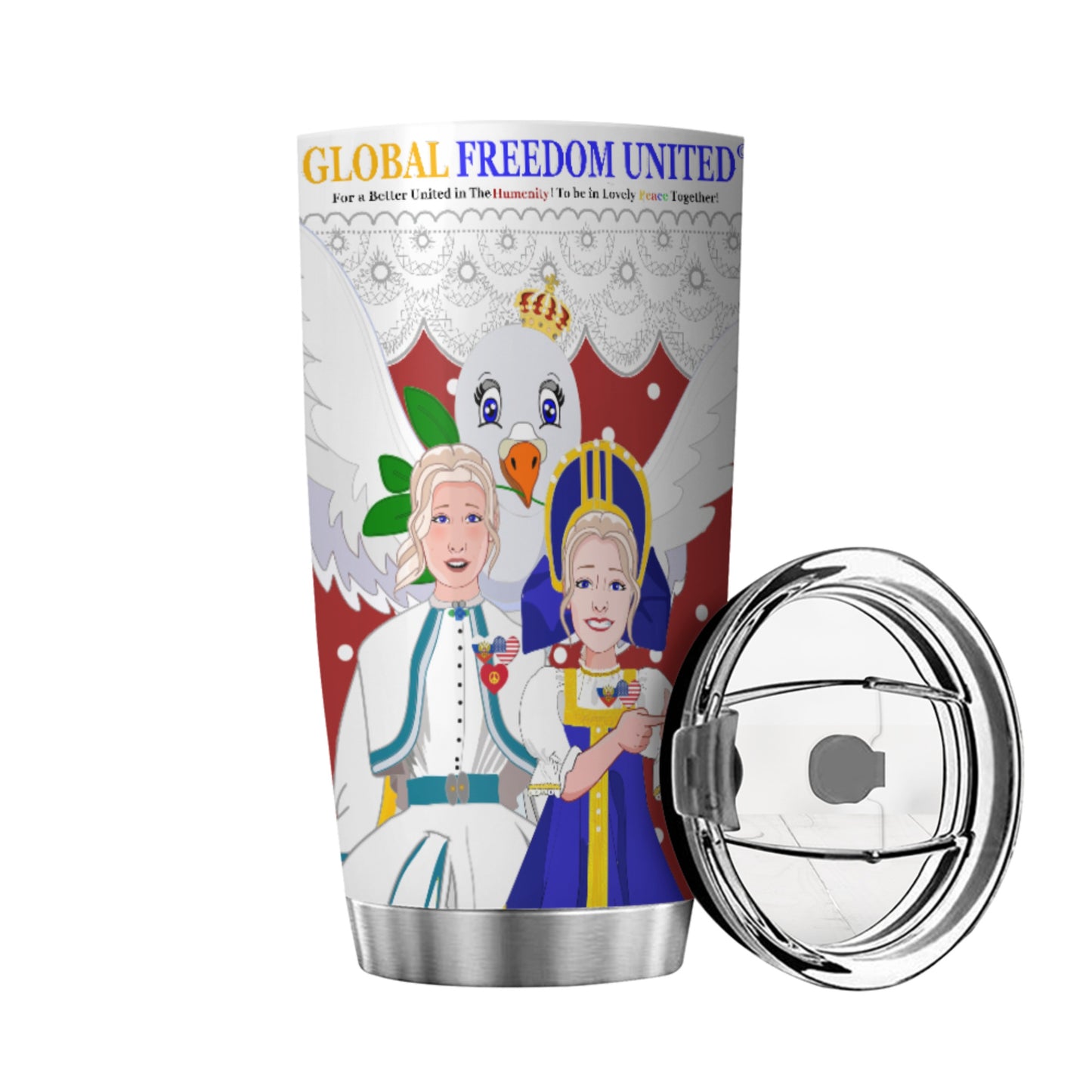 Tumbler GLOBAL FREEDOM UNITED© Women Russia & USA Red