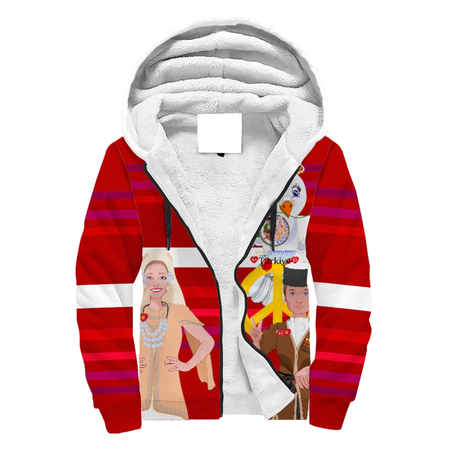 Plush Hoodie GLOBAL FREEDOM UNITED© Couple Turkey Red