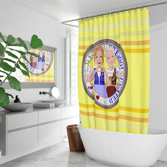 Quick-drying Shower Curtain GLOBAL FREEDOM UNITED© Women Albania & Serbia Yellow