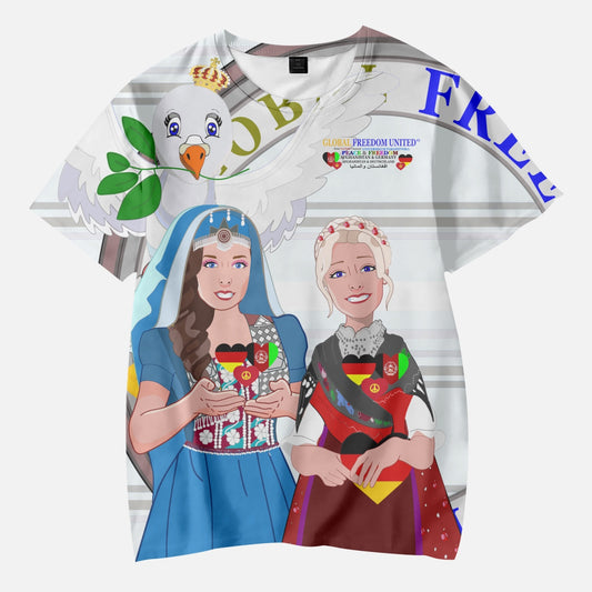 Short T-Shirts for Girls GLOBAL FREEDOM UNITED AFGHANISTAN & GERMANY V1 WIGHT