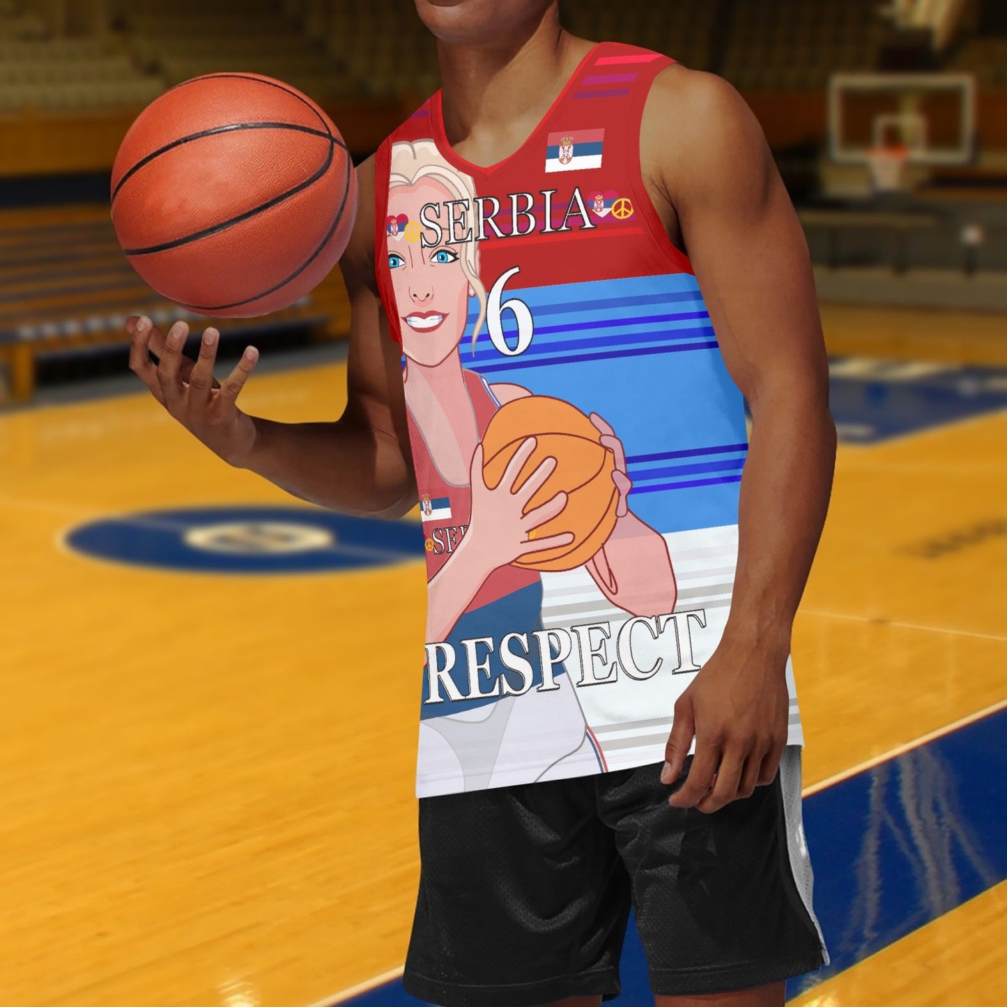 Basketball Jersey GLOBAL FREEDOM UNITED COUPLE EDITION WOMEN SERBIA v1 6