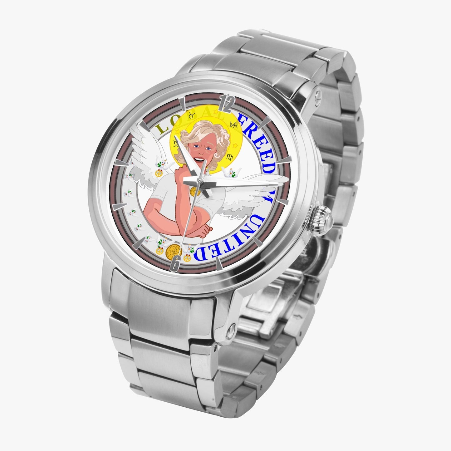 New Steel Strap Automatic Watch (With Indicators) GLOBAL FREEDOM UNITED© ARCHANGEL GABRIEL