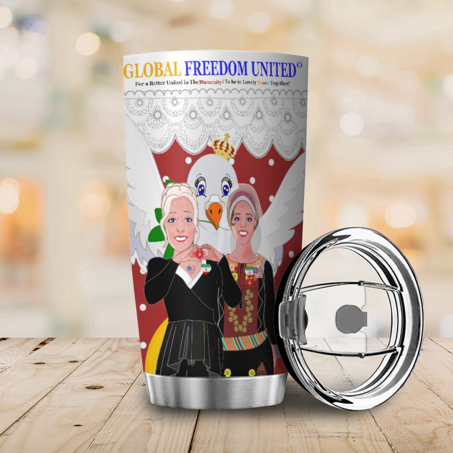 Tumbler GLOBAL FREEDOM UNITED© Women Iran & USA Red