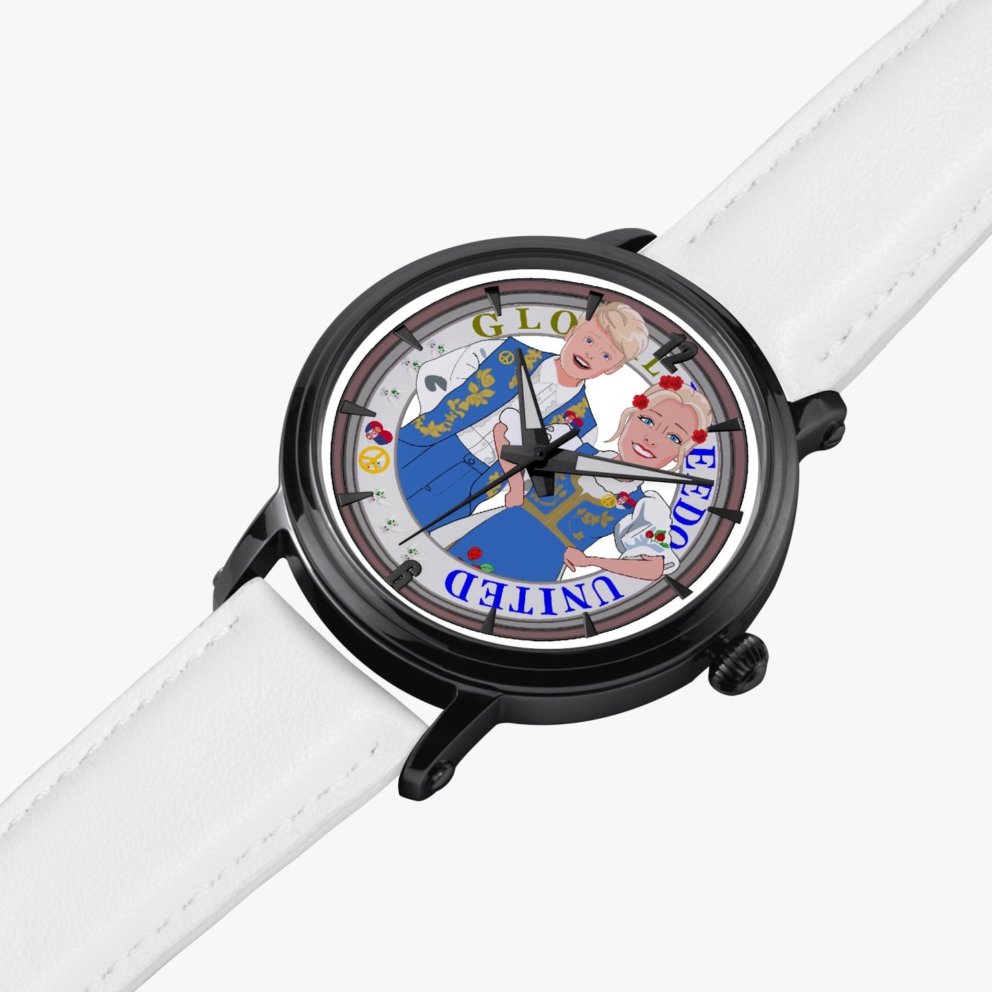 46mm Unisex Automatic Watch(Black) GLOBAL FREEDOM UNITED COUPLE EDITION SERBIA BLUE