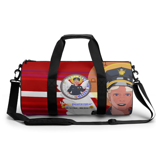 Cylindrical Gym Bag GLOBAL FREEDOM UNITED© Archangel Michael As Policemen Red