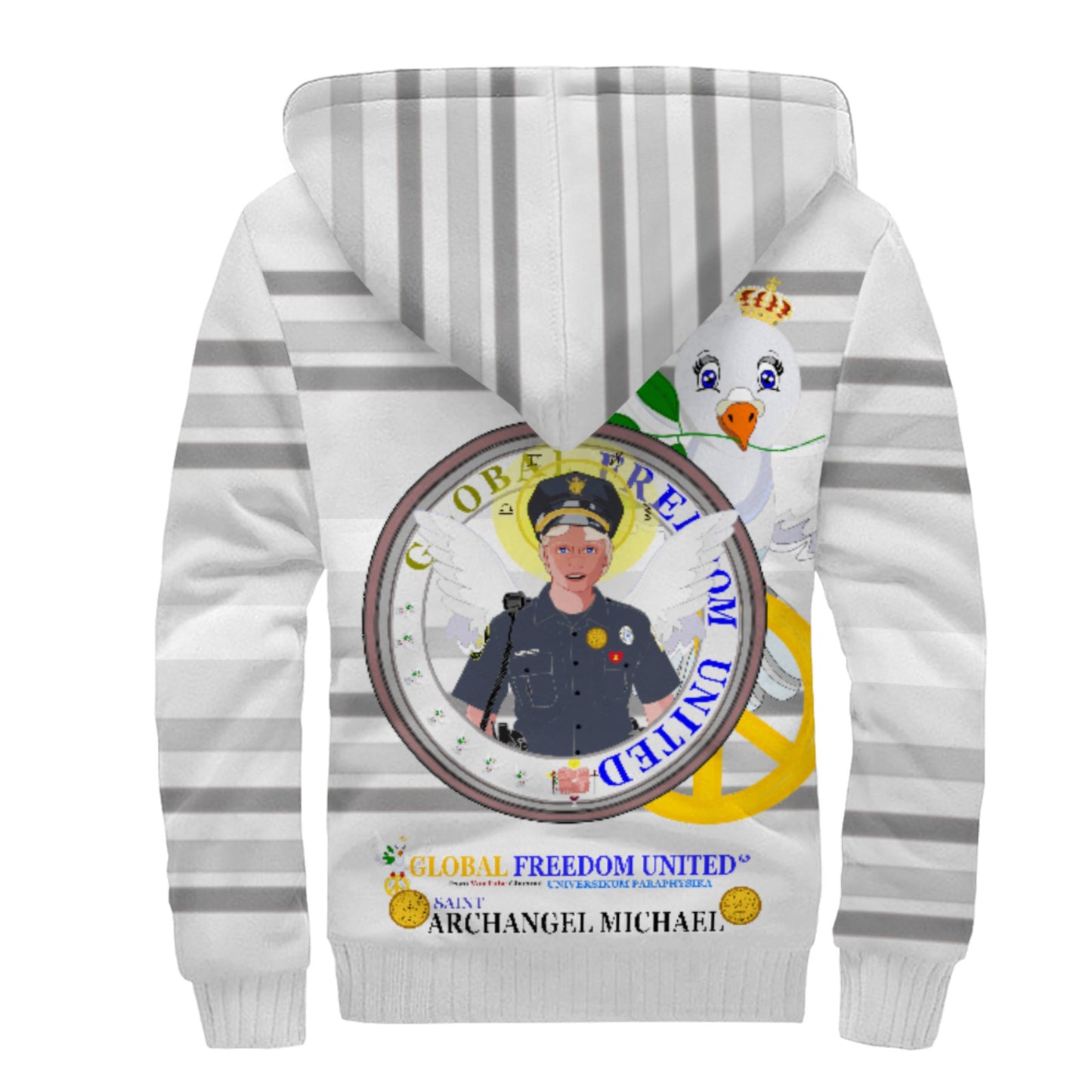 Plush Hoodie GLOBAL FREEDOM UNITED© Archangel Michael As Policemen Wight