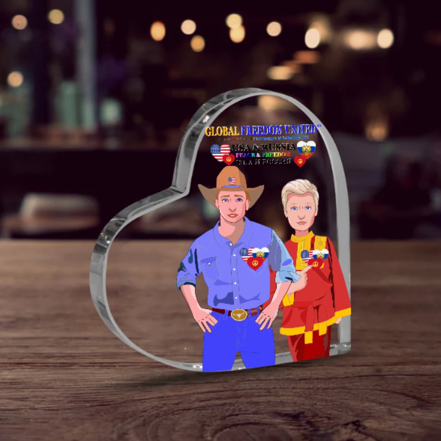 Acrylic Haert GLOBAL FREEDOM UNITED© Men Russia & USA