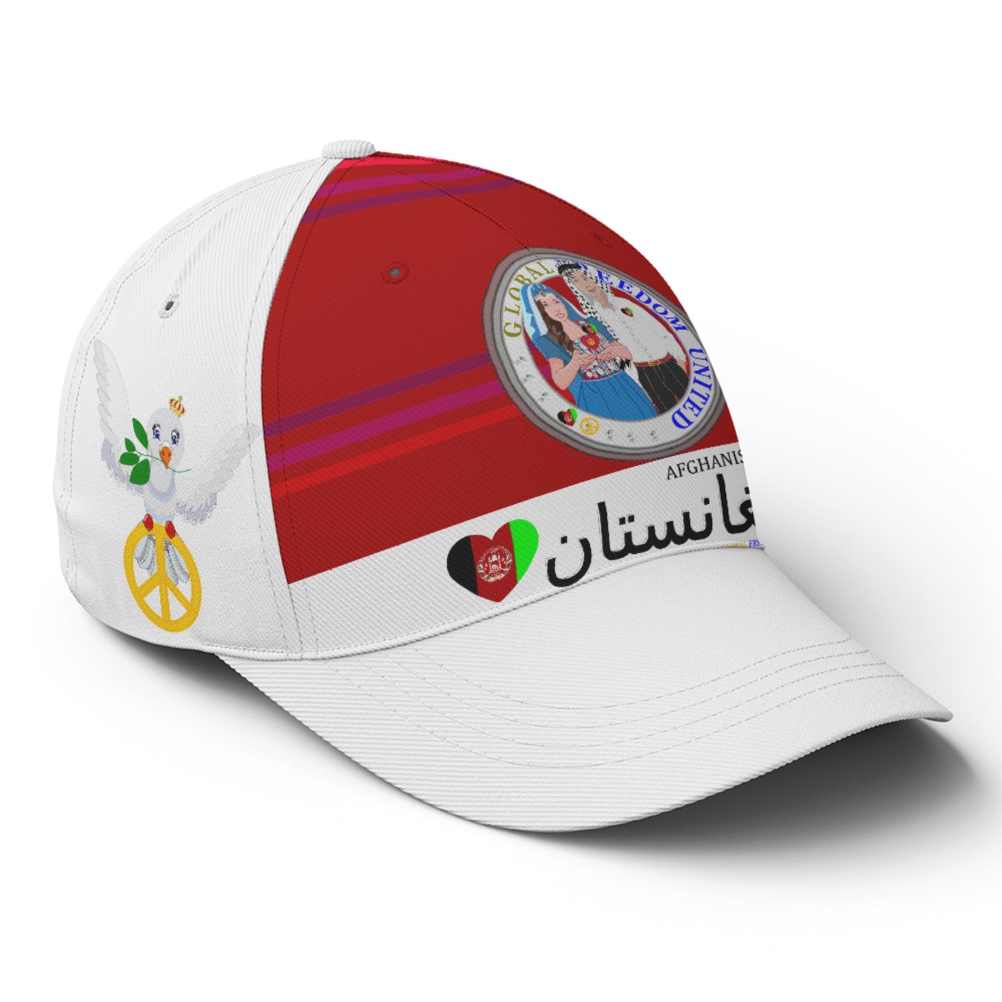 Basketball Cap GLOBAL FREEDOM UNITED© Couple Afghanistan Red