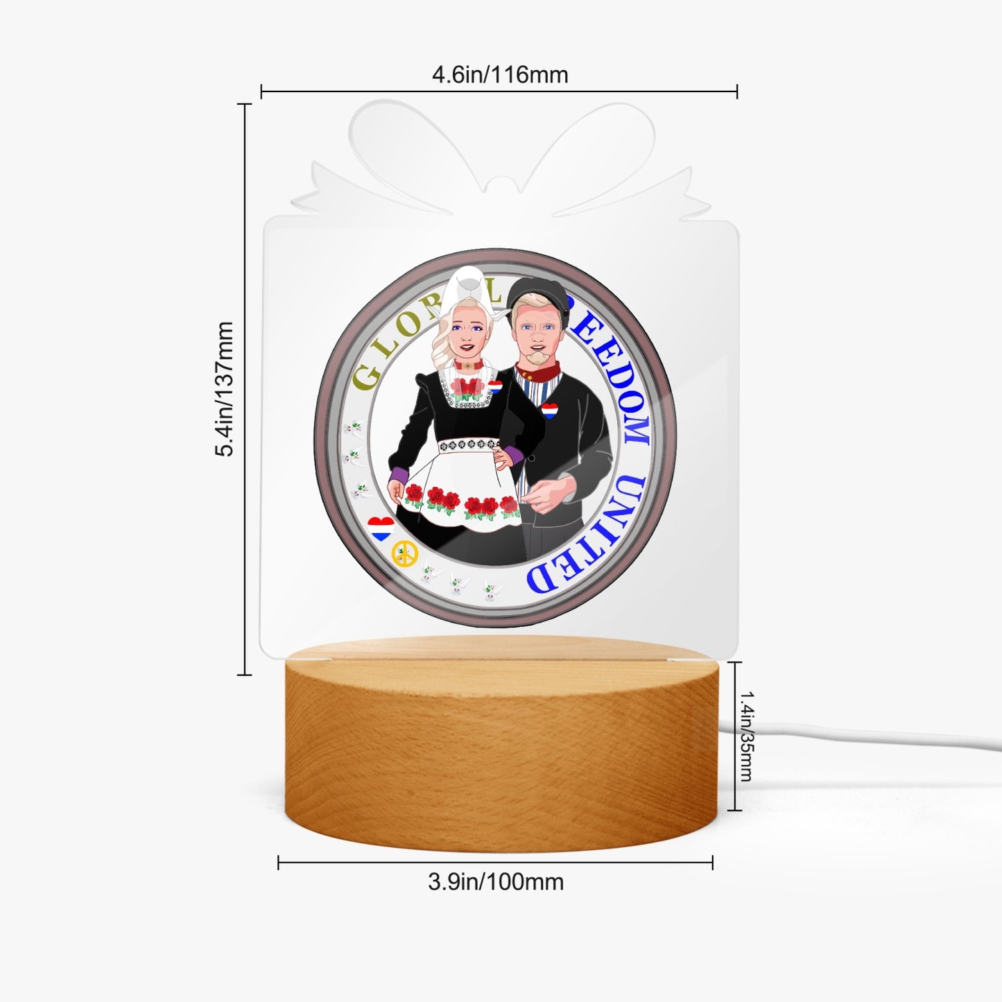 GLOBAL FREEDOM UNITED© Couple Nederland Acrylic Plaque with  Stand - Gift Shape