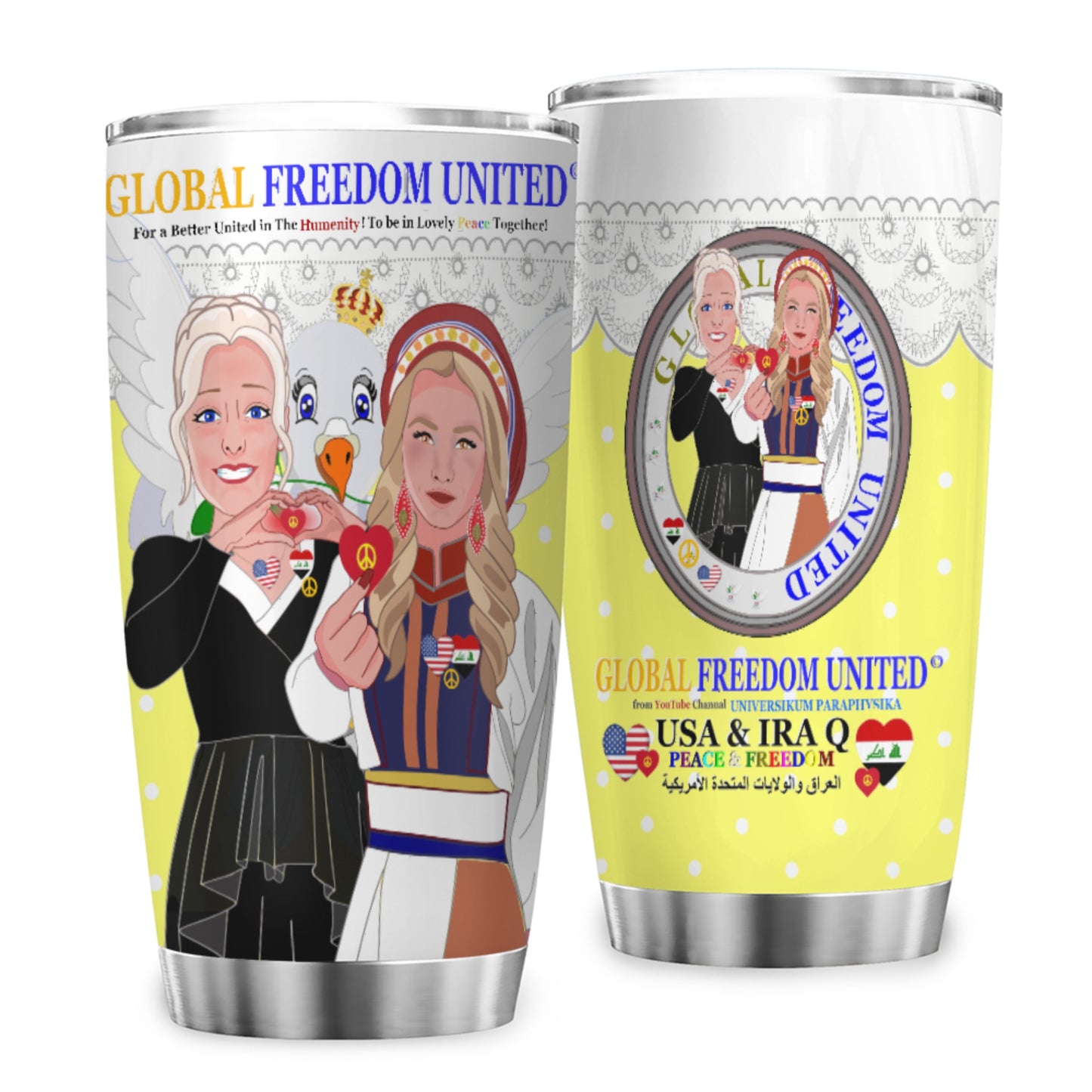 Tumbler GLOBAL FREEDOM UNITED© Women Iraq & USA Yellow