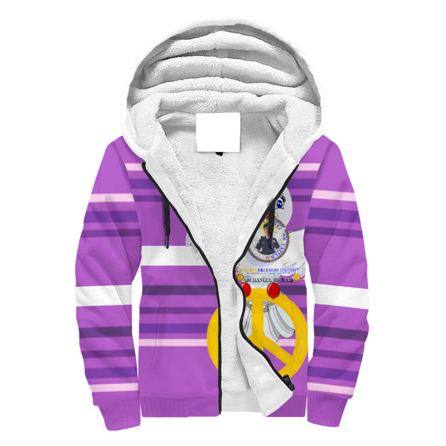 Plush Hoodie GLOBAL FREEDOM UNITED© Archangel Michael As Policemen Lilac