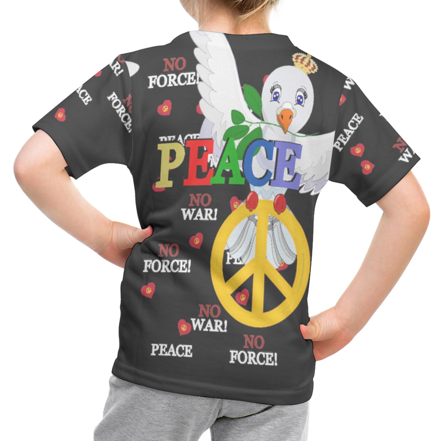 Kid´s T-shirt GLOBAL FREEDOM UNITED© Dove Of Peace V1 Black
