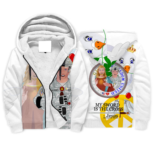 Hoodie Plush Wight  GLOBAL FREEDOM UNITED© Jesus My Sword Is My Cross