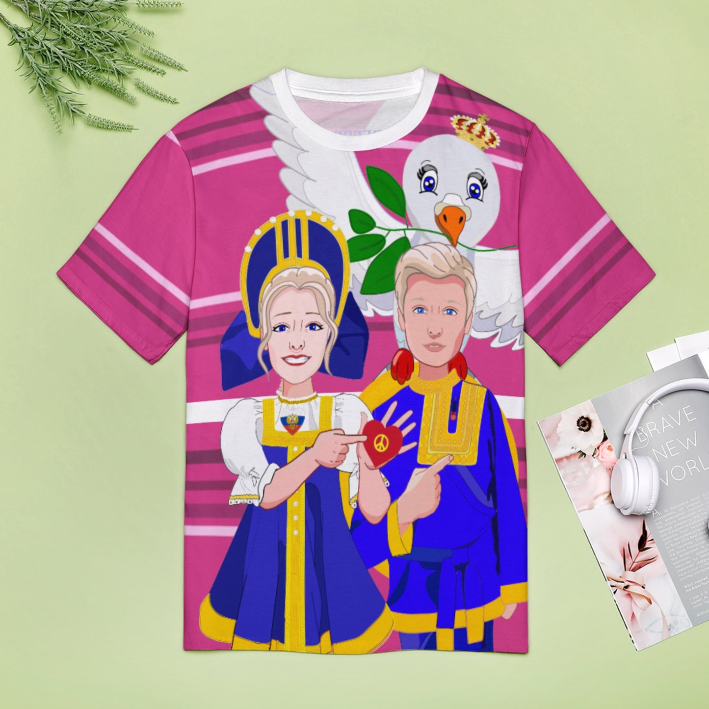 Women´s T-shirt GLOBAL FREEDOM UNITED© Couple Russia Pink2