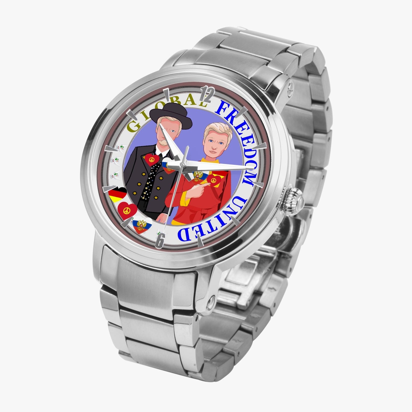 New Steel Strap Automatic Watch (With Indicators) GLOBAL FREEDOM UNITED© MEN GERMANY & RUSSIA