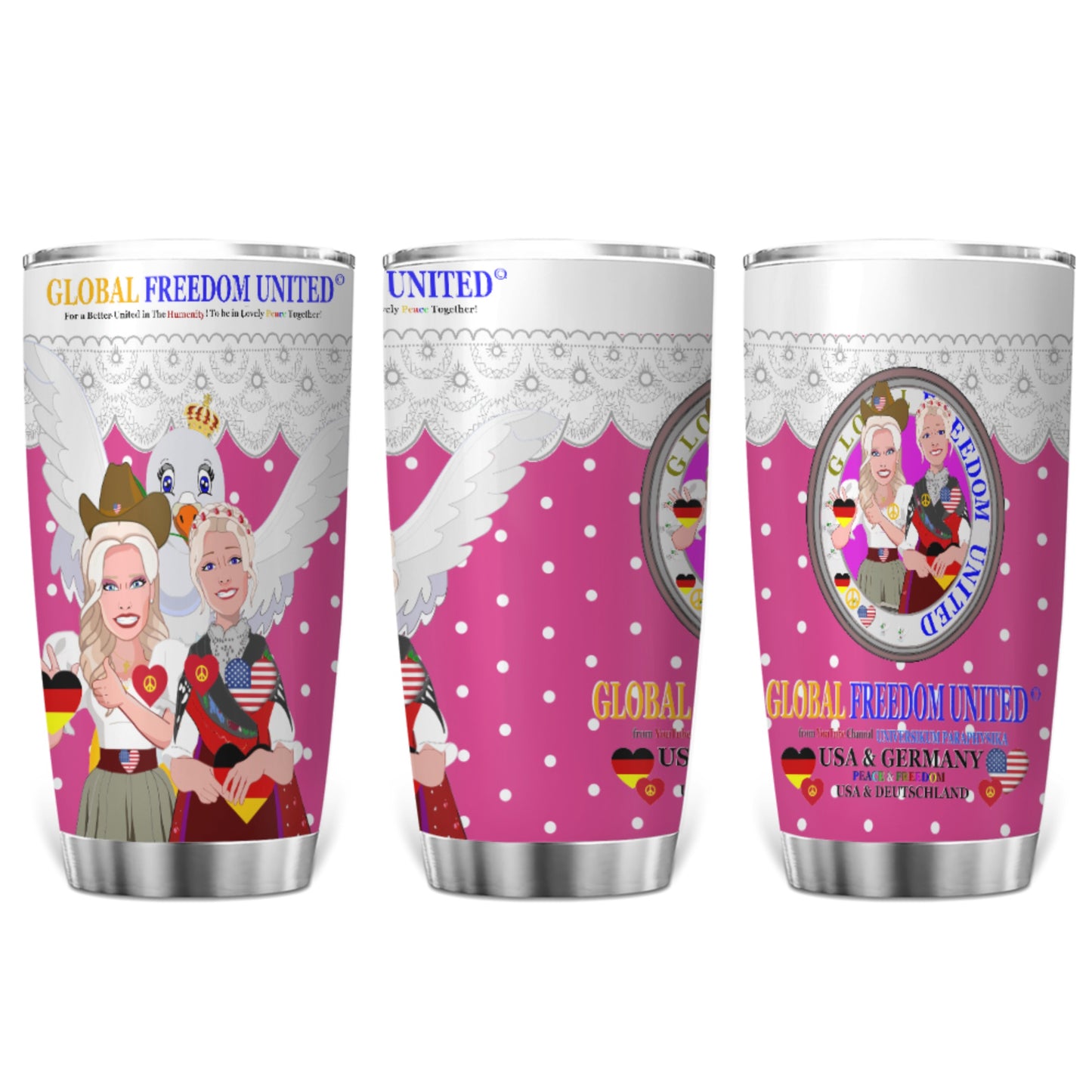 Tumbler GLOBAL FREEDOM UNITED© Women Germany & USA Pink2