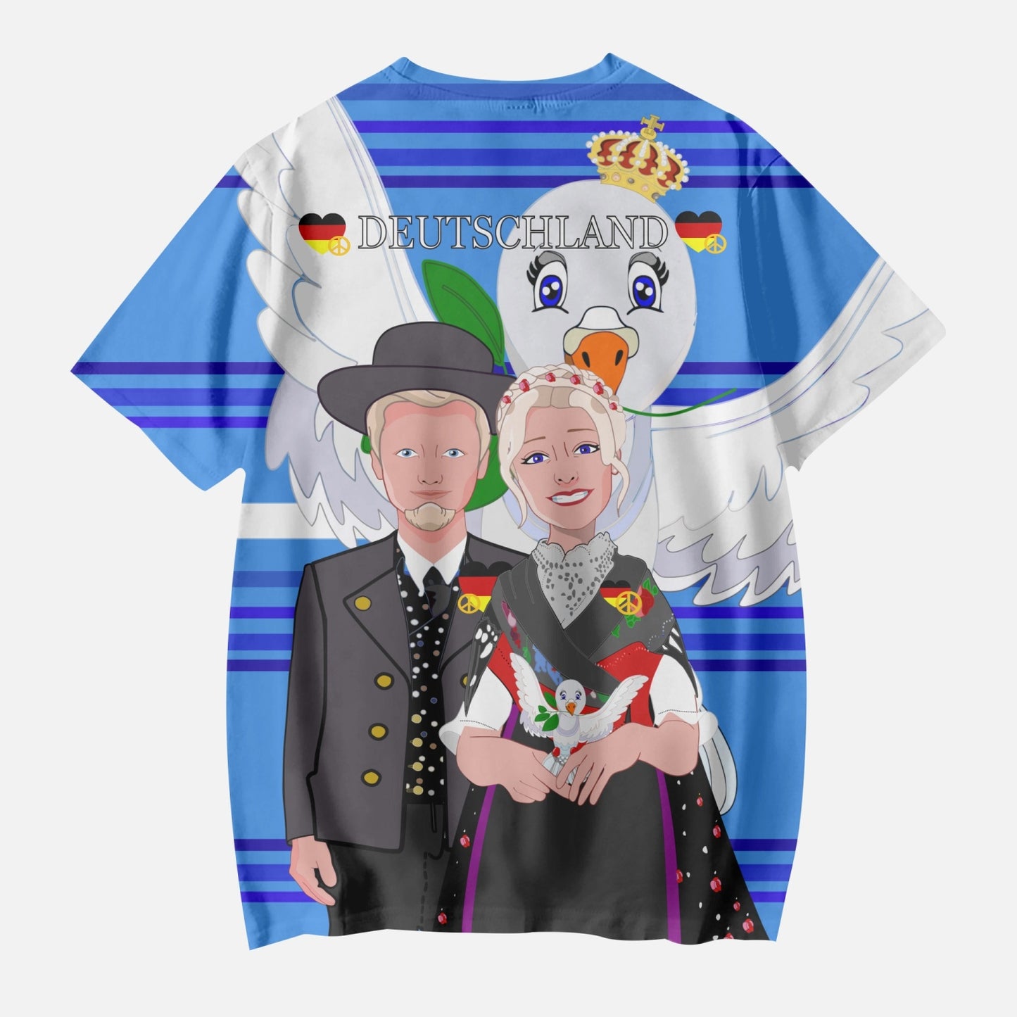 AOP Kids' Short T-Shirts GLOBAL FREEDOM UNITED COUPLE EDITION GERMANY V1 DEEP BLUE