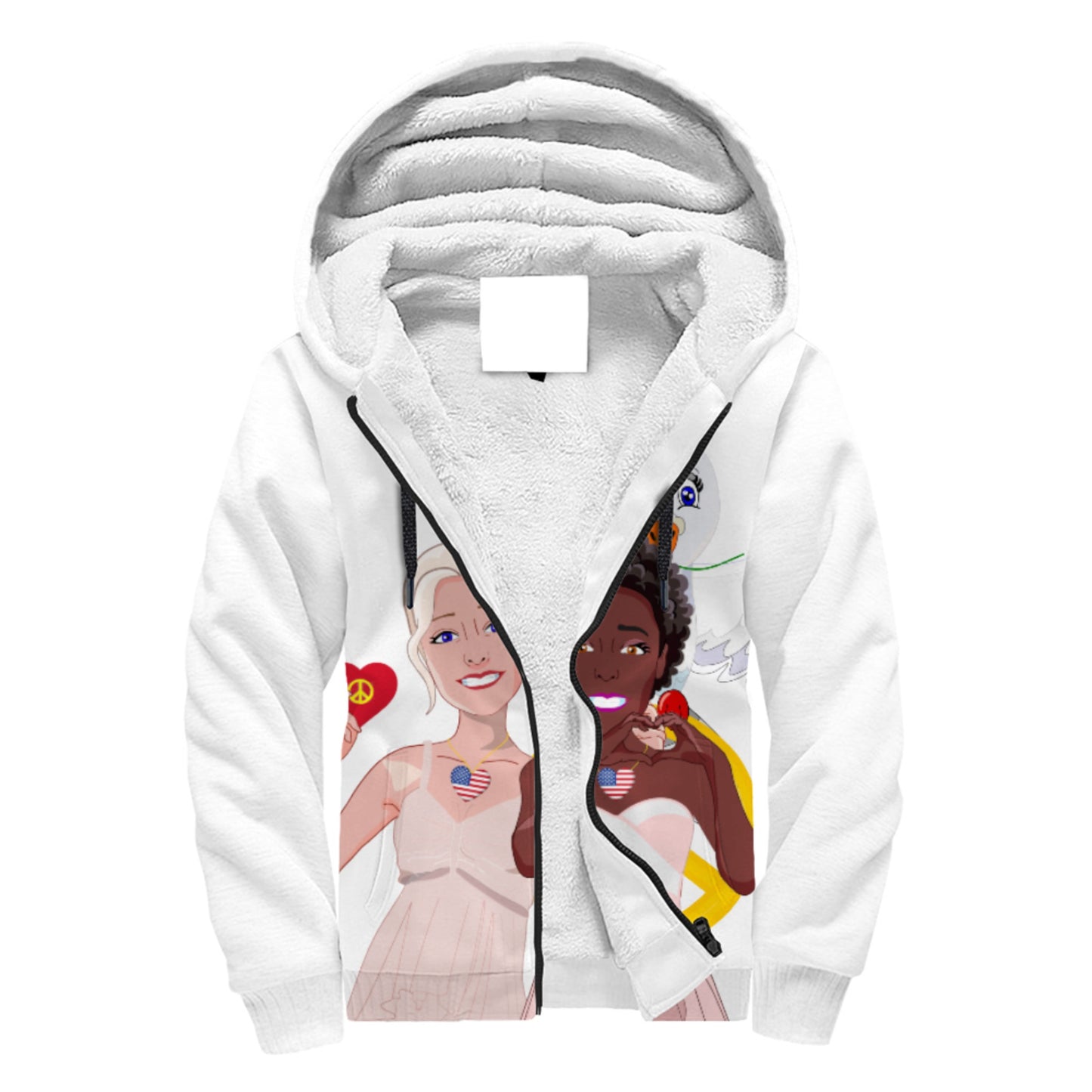 Plush Hoodie GLOBAL FREEDOM UNITED© Women Anti Racism & Fascism USA Big