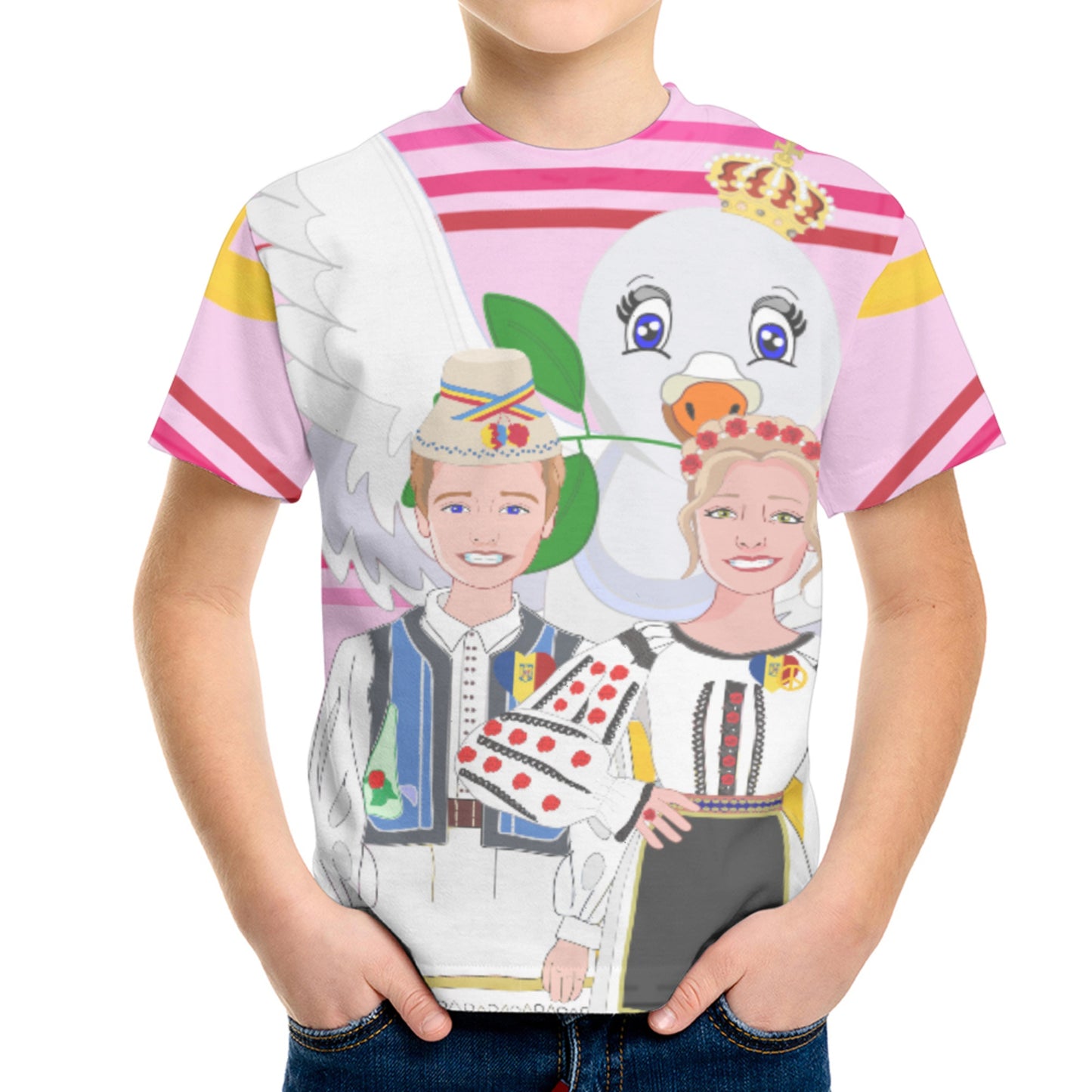 Kid´s T-shirt GLOBAL FREEDOM UNITED© Couple Romania Pink1